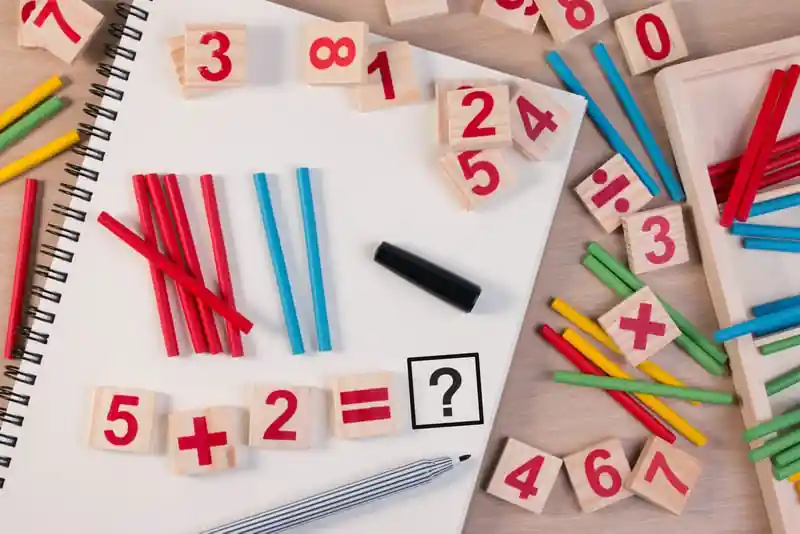 Notebook with numbers used in a math tutoring lesson