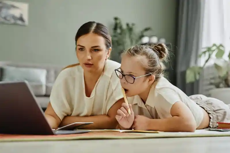 Special education tutor working one-on-one with a student